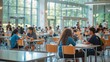 © amorn_m - Students eating lunch in a cafeteria.