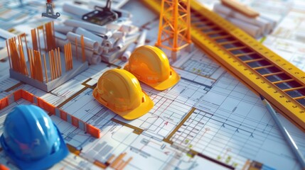 Wall Mural - generate a photo realistic image of a construction project team strategizing financial plans with de
