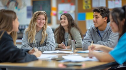 High School Students Studying in Class.