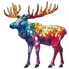 Wall Mural - Abstract Colorful Moose Line Drawing