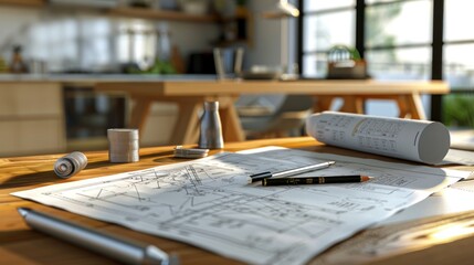 Wall Mural - generate a photo realistic image of a construction project displaying a revision of project budgets 