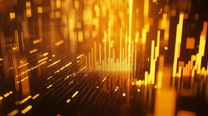 Poster - Zoomed-in shot of a gold trading chart with candlesticks and volume bars.
