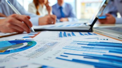 Wall Mural - generate a photo realistic image of a construction project team discussing strategies for expense re