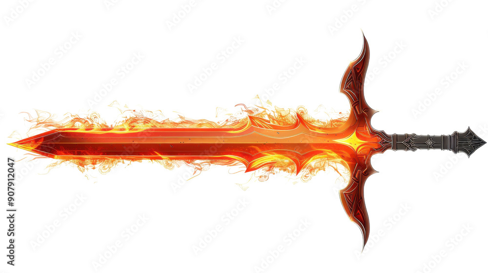 Dynamic image of a fiery sword with a blazing aura, symbolizing power ...