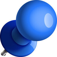 Poster - Blue thumbtack. Office stationery icon. Plastic push pin