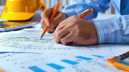 Wall Mural - generate a photo realistic image of a construction project team participating in a workshop to imple