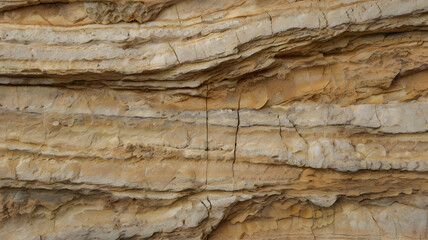 buff limestone with a coarse texture and visible sedimentary layers