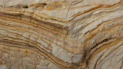 Wall Mural - buff limestone with a coarse texture and visible sedimentary layers