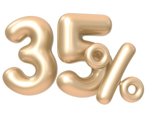 Sticker - 35 Percent Number Champagne color 3d Render