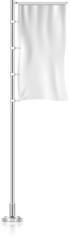 Wall Mural - Metal pole with realistic wrinkled cloth. White blank banner