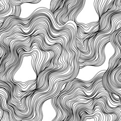 Canvas Print - Seamless abstract hand-drawn waves pattern, wavy background.