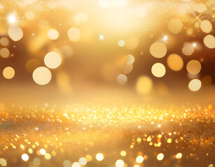 gold celebration background with glittering colors, bokeh, and blank space, highlighting the eleganc