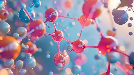 Wall Mural - Attractive Set of colored molecules