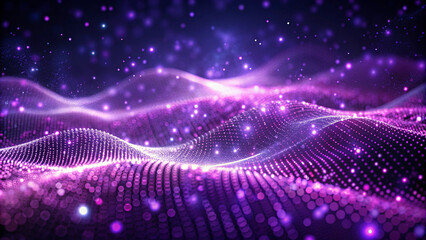 Wall Mural - abstract digital purple particles wave and light