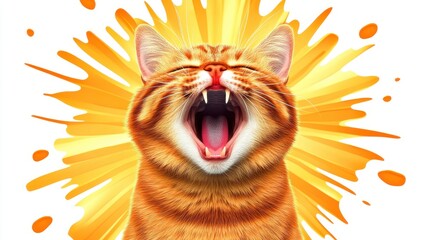 Wall Mural - Cat clipart of a meowing cat with mouth open wide, highlighting vocal sound and expression, meowing cat, sound expression 