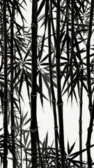 Wall Mural - black bamboo leaves abstract background design copy space illustration art