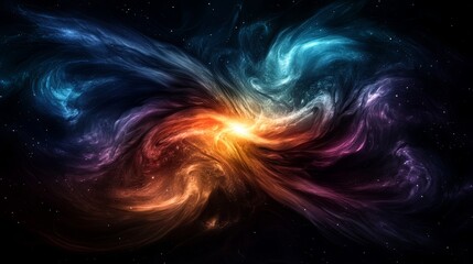 Wall Mural - semi close-up of an illuminated galaxy with swirling colors, symbolizing fantasy and the cosmos, mor