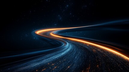 Wall Mural - semi close-up of a glowing abstract pathway through the stars, symbolizing a journey through space, 