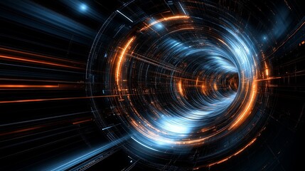Wall Mural - semi close-up of an illuminated cosmic vortex, illustrating a journey through space and time, more c