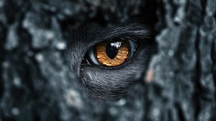 Spooky eyes peering out from a dark forest. at Halloween festivals