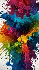 Wall Mural - rainbow ink splatter abstract background design copy space illustration art