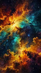 Wall Mural - yellow cosmic nebula abstract background design copy space illustration art