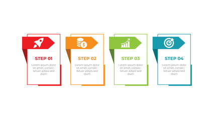 Step by step guide for business presentation in 4 step infographic.