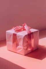 Wall Mural - A pink box with a pink ribbon on it