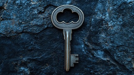 Big key placed on a dark background symbolizing unlocking potential.