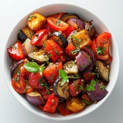 Wall Mural - a white bowl filled with lots of different types of vegetables