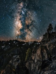 Wall Mural - the sky is filled with stars and the milky way. concept of wonder and awe at the vastness of the uni