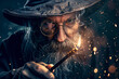 © Di Studio - old wizard in glasses and hat holding magic wand