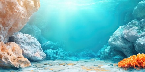 Sticker - Underwater Cave Entrance with Rocks and Coral