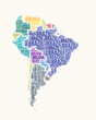 © Eugene Ga - South America countries word cloud. Continent logo design. Countries typography style vector image. South America colored text cloud. Classy vector illustration.