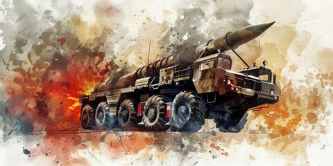 Artistic Missile Vehicle with Splatter Background