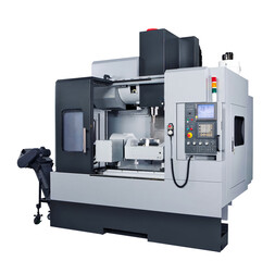Aufkleber - Manufacturing professional metalworking machine. Industrial concept. Programmable modern cnc digital  digital program machine isolated on white transparent background