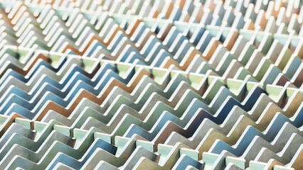 Leinwandbilder - ndustrial Pattern of metal squares and triangles shown in different colors as a textured industrial background.