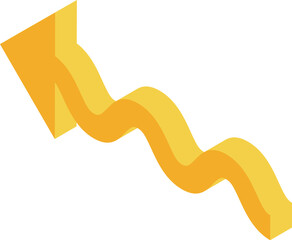 Sticker - 3d isometric yellow arrow representing growth on a wavy line chart