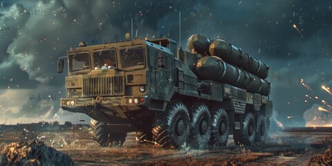 Wall Mural - Military Missile Launcher in Action