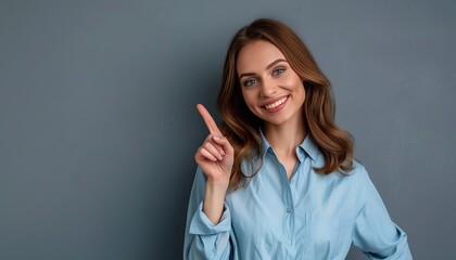 The image captures a moment of professionalism and confidence, as the woman directs her attention towards the viewer, inviting them to explore the advertised product or service.