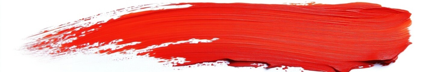 Red brush stroke isolated on white background close-up