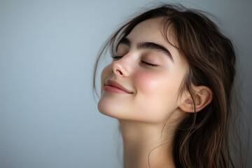 Wall Mural - A close up of a girl's face with her eyes closed