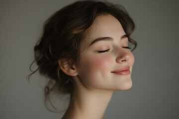 Wall Mural - A close up of a girl's face with her eyes closed