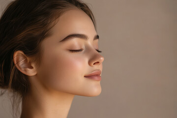 Wall Mural - A close up of a girl's face with her eyes closed