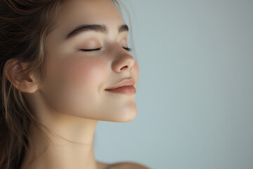 Wall Mural - A close up of a girl's face with her eyes closed