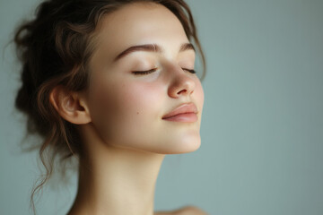 Wall Mural - A close up of a girl's face with her eyes closed