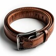 © Withun - Classic leather belt, white background, fashion accessory