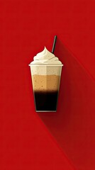 Poster - Stylized Beverage Illustration with Creamy Topping