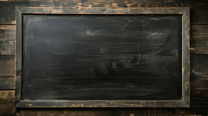 Poster - Blank blackboard on wood surface with room for text or design