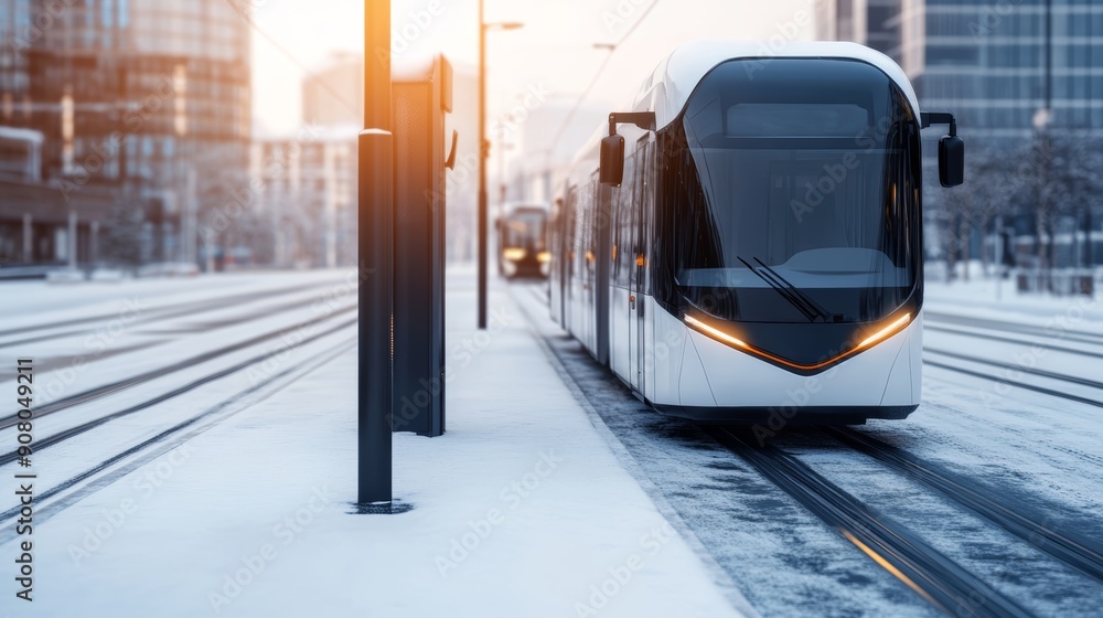 Electric public transport system, representing sustainable commuting ...